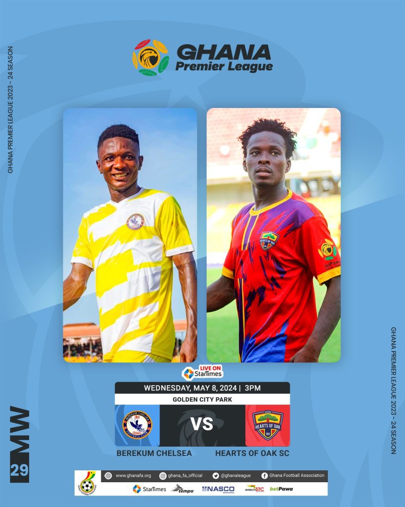 Hearts defeats Berekum Chelsea in a mid-week clash