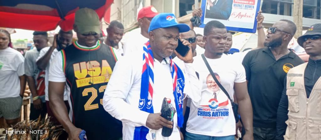 Agona West NPP PC organises victory float to rekindle party supporters. Hundreds of supporters of the ruling New Patriotic Party (NPP) poured onto the principal streets of Agona Swedru to join the first ever victory float organised by Mr Chris Jojo Arhin Arthur, the Parliamentary Candidate (PC) of the party. 